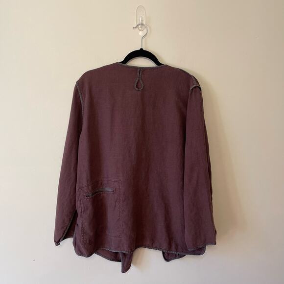 Cheyenne S/M plus size linen silk cardigan long sleeve cabincore fall coastal - Picture 5 of 8